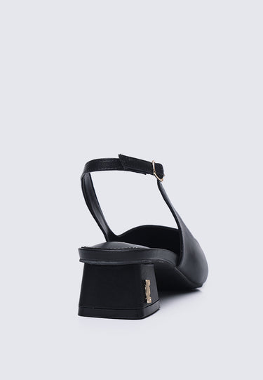 Noemie Comfy Fit Footbed Microfiber Leather Heels In Black