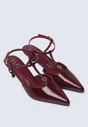 Alize Comfy Fit Footbed Microfiber Leather Heels In Maroon