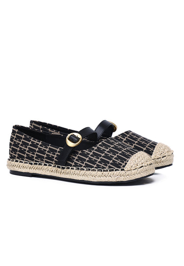 Josephine Comfy Fit Footbed Microfiber Leather Espadrilles In Black