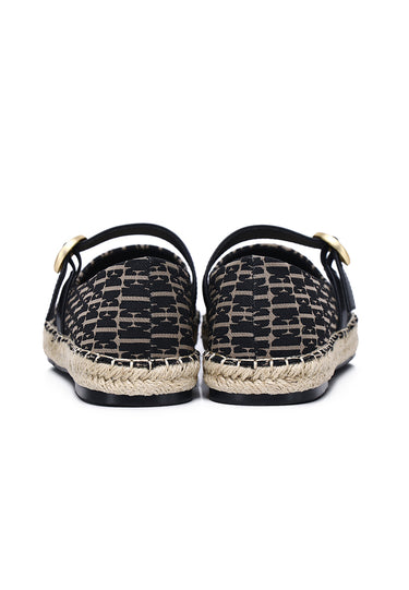 Josephine Comfy Fit Footbed Microfiber Leather Espadrilles In Black