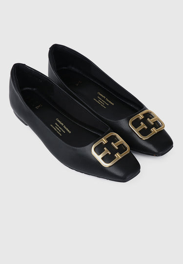 Jacqueline Comfy Fit Footbed Microfiber Leather Flats & Ballerina In Charcoal