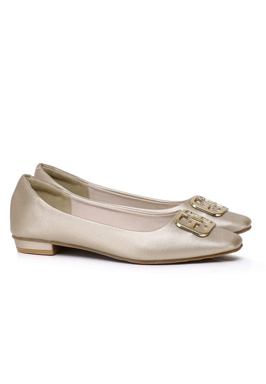 Jacqueline Comfy Fit Footbed Microfiber Leather Flats & Ballerina In Champagne
