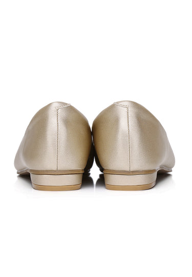 Jacqueline Comfy Fit Footbed Microfiber Leather Flats & Ballerina In Champagne