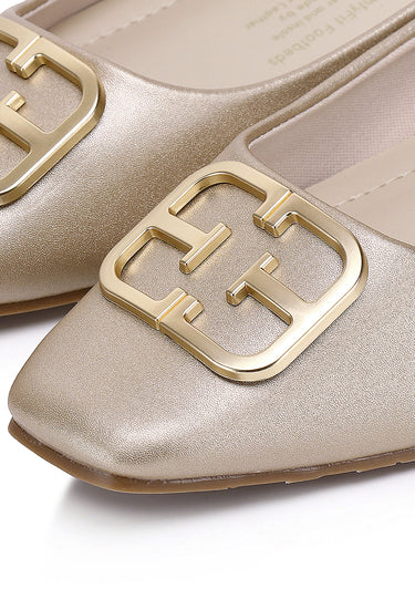 Jacqueline Comfy Fit Footbed Microfiber Leather Flats & Ballerina In Champagne