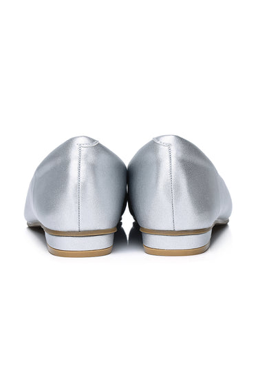 Jacqueline Comfy Fit Footbed Microfiber Leather  Flats & Ballerina In Silver