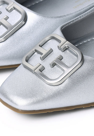Jacqueline Comfy Fit Footbed Microfiber Leather  Flats & Ballerina In Silver