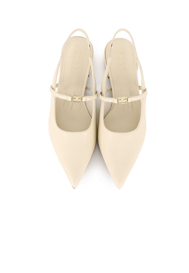 Cherie Comfy Fit Footbed Microfiber Leather Flats & Ballerina In Beige