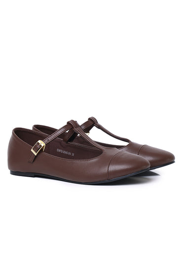 Anne Comfy Fit Footbed Flats & Ballerina In Brown