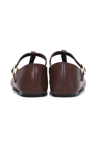 Anne Comfy Fit Footbed Flats & Ballerina In Brown
