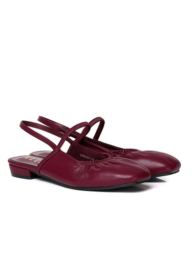Jolie Comfy Fit Footbed Flats & Ballerina In Maroon