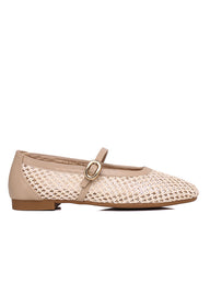 Paloma Comfy Fit Footbed Microfiber Leather Flats & Ballerina In Beige