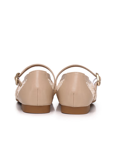 Paloma Comfy Fit Footbed Microfiber Leather Flats & Ballerina In Beige