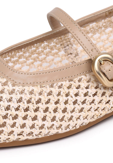 Paloma Comfy Fit Footbed Microfiber Leather Flats & Ballerina In Beige
