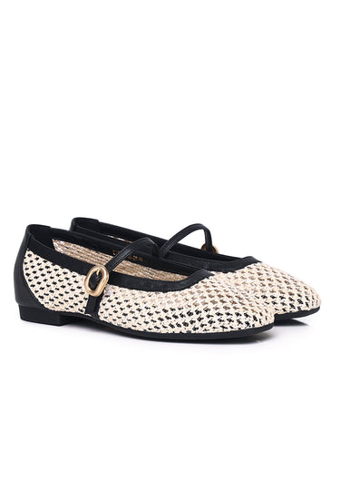 Paloma Comfy Fit Footbed Microfiber Leather Flats & Ballerina In Black
