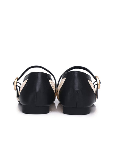 Paloma Comfy Fit Footbed Microfiber Leather Flats & Ballerina In Black