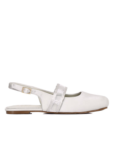 Flerius Mesh Comfy Fit Footbed Microfiber Leather Flats & Ballerina In White