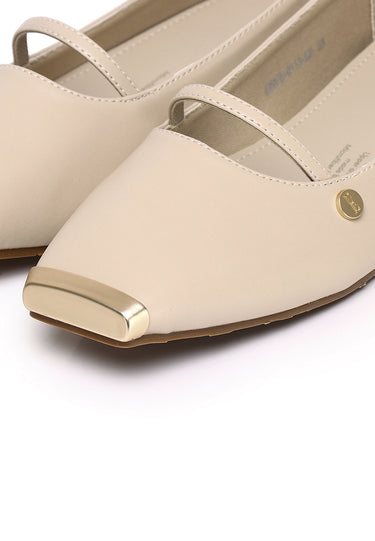 Baree Comfy Fit Footbed Microfiber Leather Flats & Ballerina In Beige