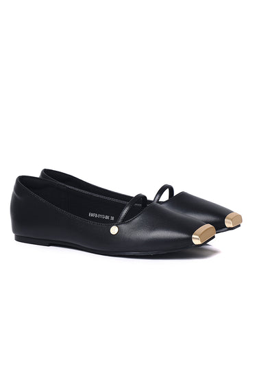 Baree Comfy Fit Footbed Microfiber Leather Flats & Ballerina In Black