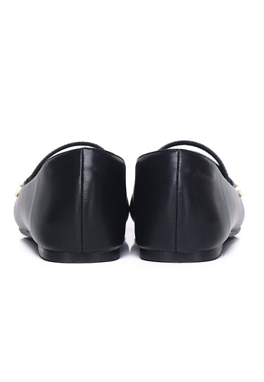 Baree Comfy Fit Footbed Microfiber Leather Flats & Ballerina In Black