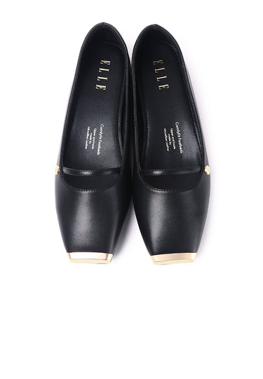 Baree Comfy Fit Footbed Microfiber Leather Flats & Ballerina In Black