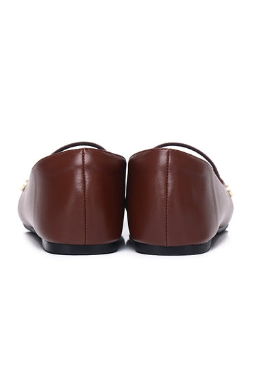 Baree Comfy Fit Footbed Microfiber Leather Flats & Ballerina In Coffee