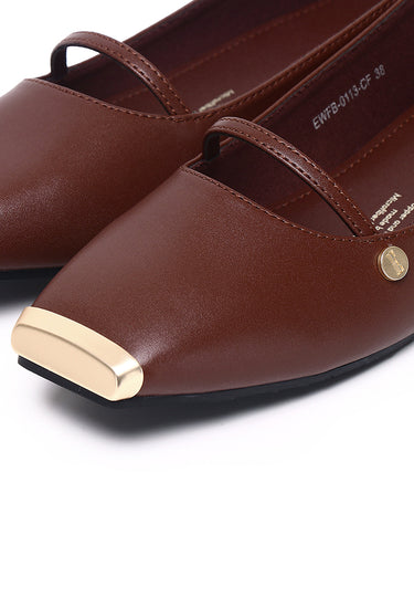 Baree Comfy Fit Footbed Microfiber Leather Flats & Ballerina In Coffee