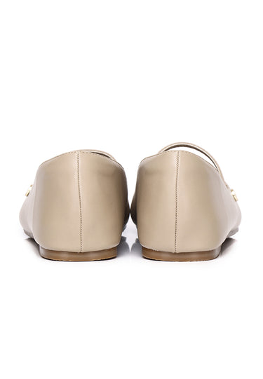 Baree Comfy Fit Footbed Microfiber Leather Flats & Ballerina In Khaki