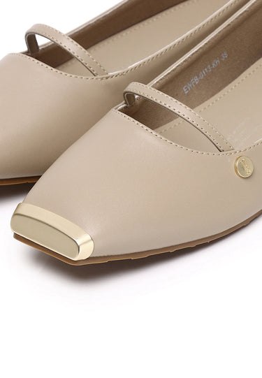 Baree Comfy Fit Footbed Microfiber Leather Flats & Ballerina In Khaki