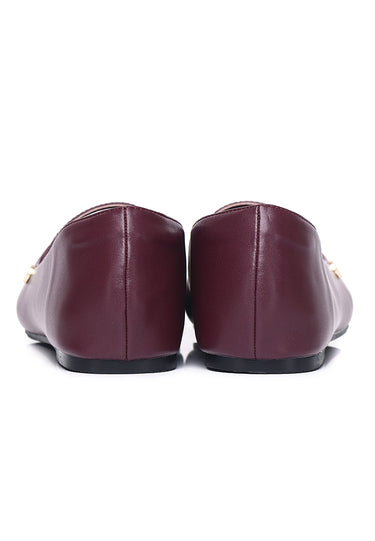 Baree Comfy Fit Footbed Microfiber Leather Flats & Ballerina In Maroon