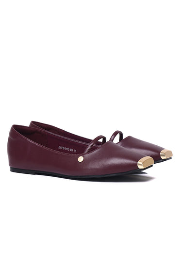 Baree Comfy Fit Footbed Microfiber Leather Flats & Ballerina In Maroon