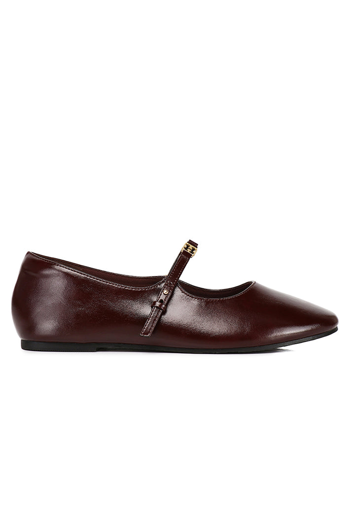 Lucille Comfy Fit Footbed Microfiber Leather Flats & Ballerina In Maroon