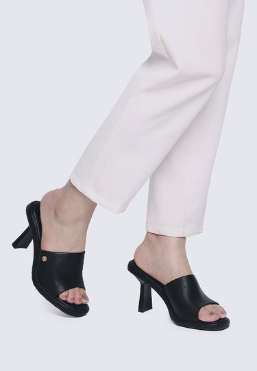Valerie Comfy Fit Footbed Microfiber Leather Heels In Black