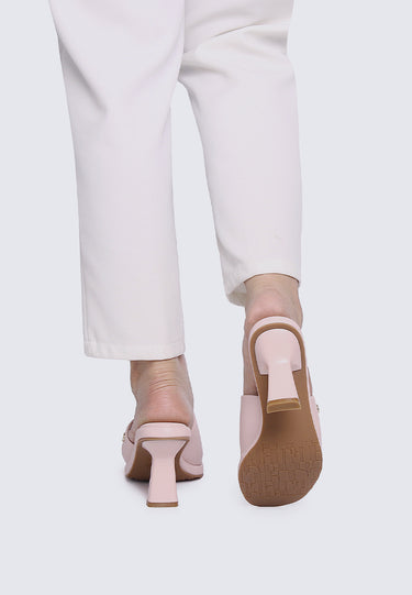 Valerie Comfy Fit Footbed Microfiber Leather Heels In Pink
