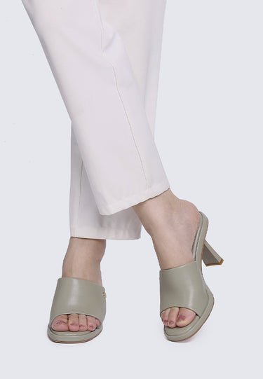 Valerie Comfy Fit Footbed Microfiber Leather Heels In Sea Green