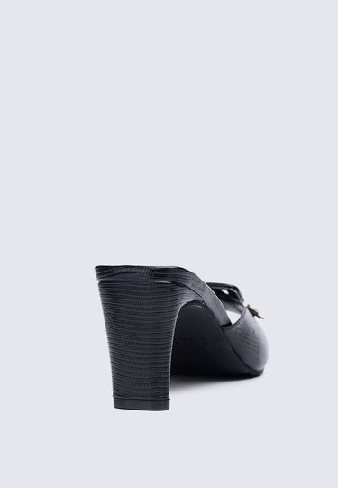 Eloise Comfy Fit Footbed Microfiber Leather Heels In Black