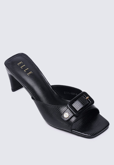Eloise Comfy Fit Footbed Microfiber Leather Heels In Black