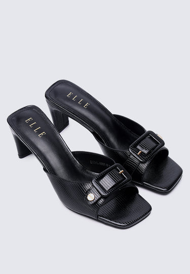 Eloise Comfy Fit Footbed Microfiber Leather Heels In Black