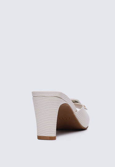 Eloise Comfy Fit Footbed Microfiber Leather Heels In White