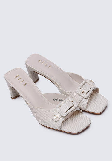 Eloise Comfy Fit Footbed Microfiber Leather Heels In White