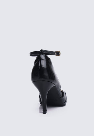 Francoise Comfy Fit Footbed Microfiber Leather Heels In Black