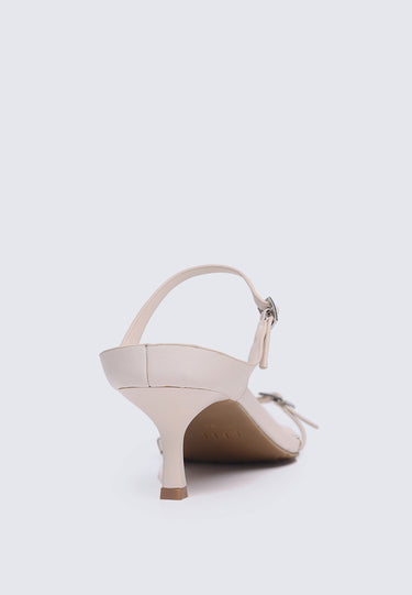 Camille Comfy Fit Footbed Microfiber Leather Heels In Beige
