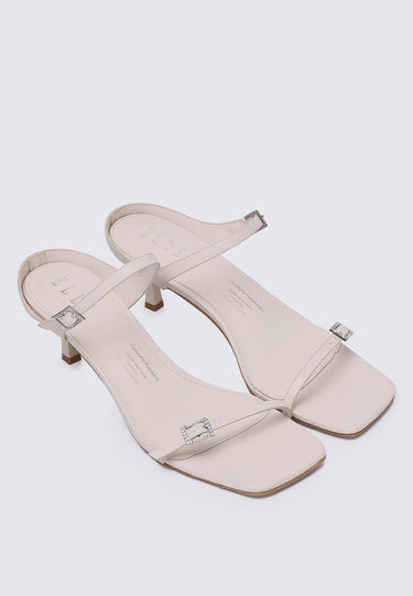Camille Comfy Fit Footbed Microfiber Leather Heels In Beige