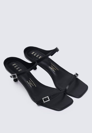 Camille Comfy Fit Footbed Microfiber Leather Heels In Black