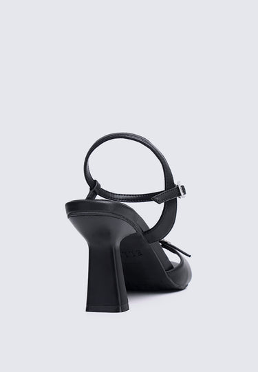 Jeanne Comfy Fit Footbed Microfiber Leather Heels In Black