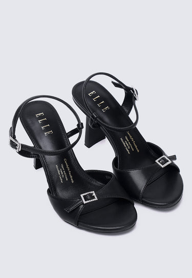 Jeanne Comfy Fit Footbed Microfiber Leather Heels In Black