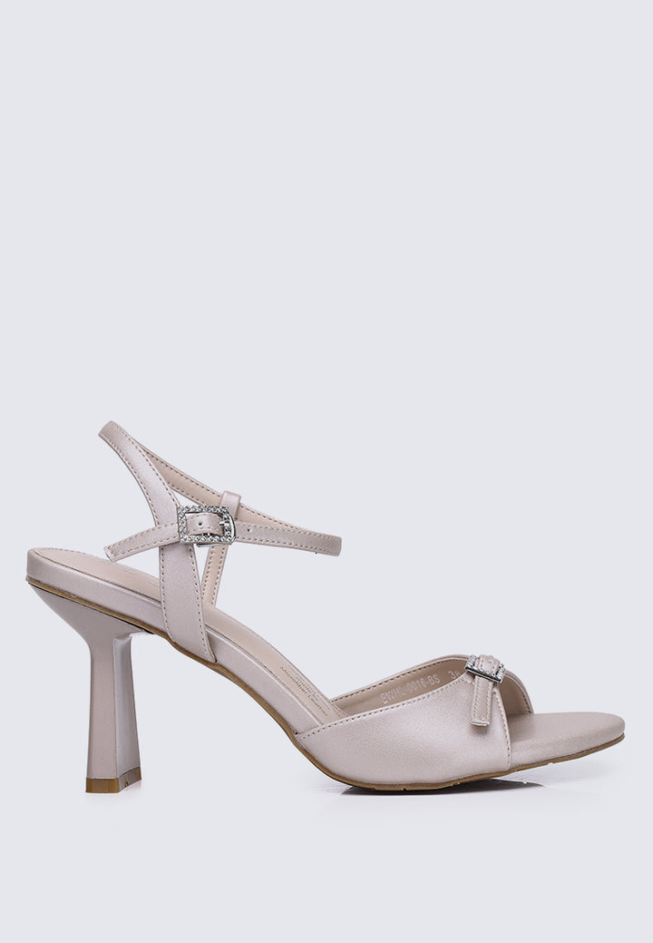 Jeanne Comfy Fit Footbed Microfiber Leather Heels In Blush