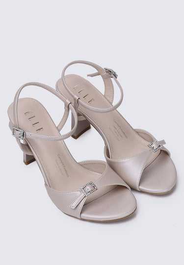 Jeanne Comfy Fit Footbed Microfiber Leather Heels In Blush