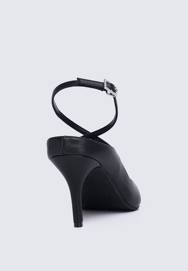 Sylvie Comfy Fit Footbed Microfiber Leather Heels In Black