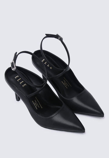 Sylvie Comfy Fit Footbed Microfiber Leather Heels In Black
