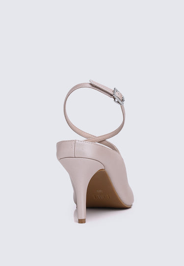 Sylvie Comfy Fit Footbed Microfiber Leather Heels In Blush